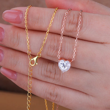 1-3Carat Heart Cut Moissanite Pendant Necklace for Women S925 Silver 18k Gold Plated Solitaire Necklace Jewelry Anniversary Gift