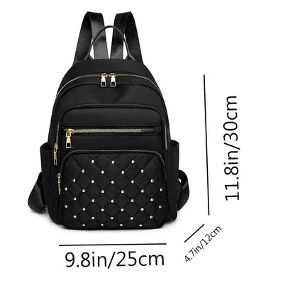 Diamond check embroidered thread riveted backpack women's fashion travel bag casual all-match women's backpack