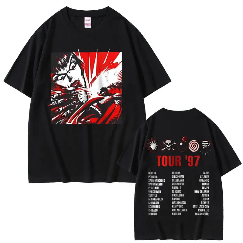 Rock Band Kmfdm Tour 97 Graphic Print T-shirt Summer Men Women Vintage Gothic Punk  Streetwear Male Casual Pure Cotton T Shirts