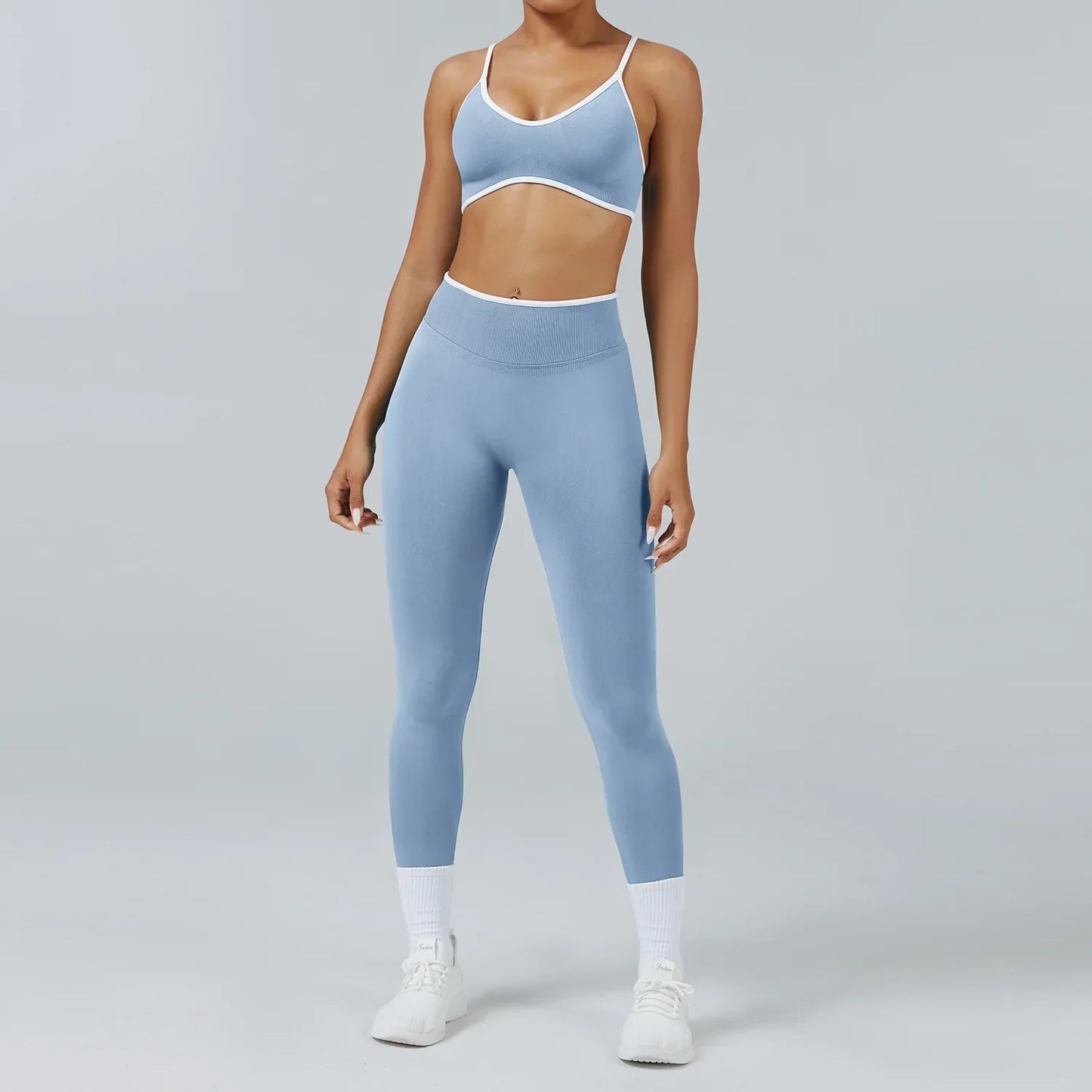 Seamless Yoga Set Women Gym Clothing Scrunch Bum Legging Sports Bras Padded Tank Top Workout Outfits Fitness Sportswear Suits