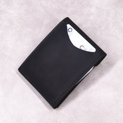 100% Genuine Leather Wallet For Men Male Original Cowhide Slim Minimalist Front Pocket Cash Wallet Card Holder With Flap Closure