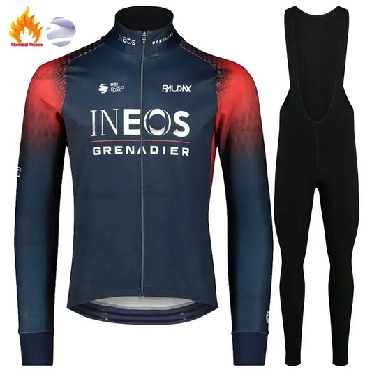 Grenadier Winter Cycling Jackets Long Sleeves Fleece Cycling Clothing MTB Cycling Bib Pants Set Warm Road Bike Sportswear