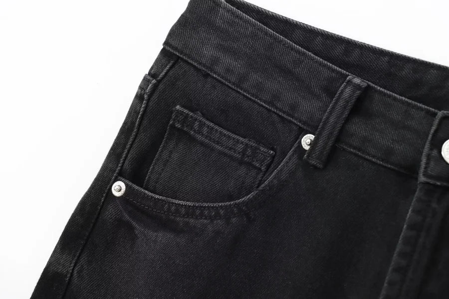 Wide-leg high-waisted jeans  women's classic everything with five pockets washed soft comfortable ultra-long jeans6045022