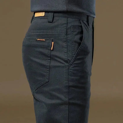 2026 Summer Thin Cotton Men's Casual Pants Trendy Versatile Elastic Light Business Trousers Work Formal Slim Straight Pants