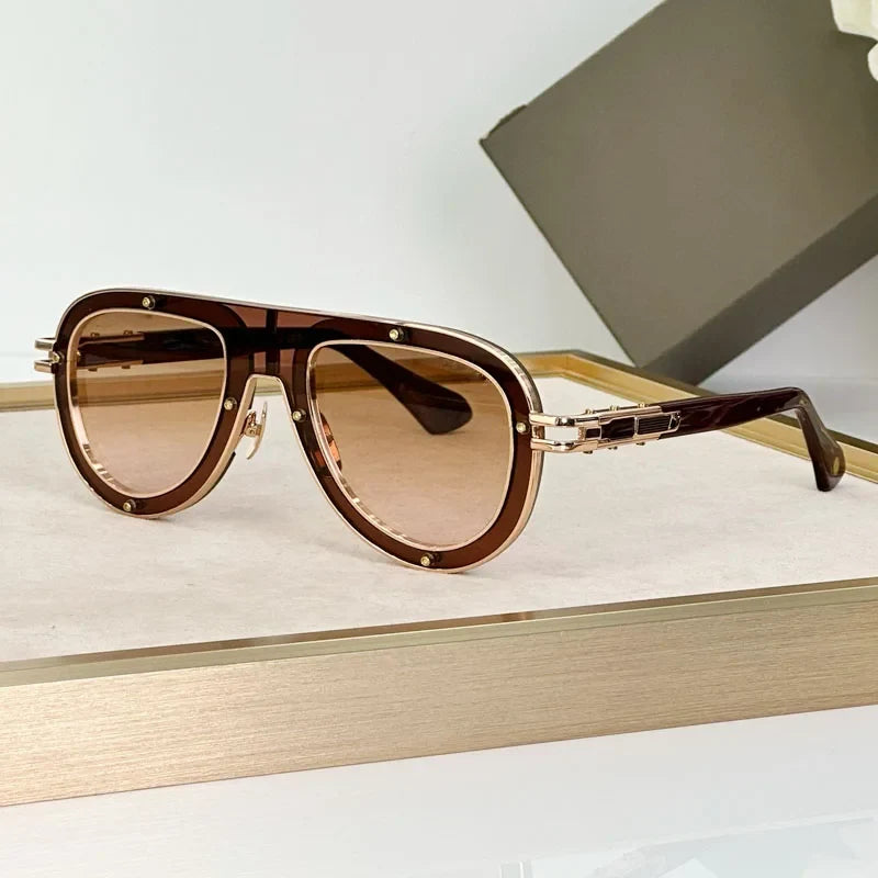 Luxury Classical Limited Edition Sunglasses Frame Oval Alloy Acetate High Quality for Men Women Uv400 for Prescription with Case