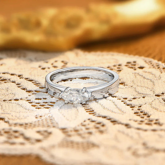 Bague solitaire pour femme en argent sterling 925, moissanite taille marquise 0,5 carat, D VVS1, pour fiançailles, cadeau de l'Aïd