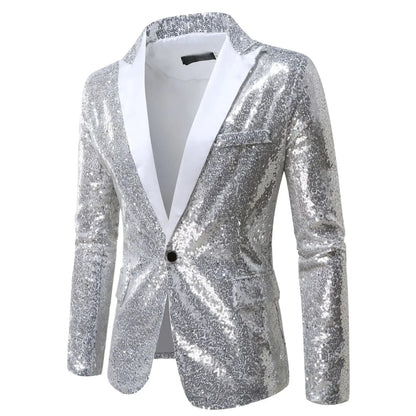 Men's Performance Jacket Gold Sequins Boutique High-end Men's Suits Blazer Korean Nightclub Wedding Host Suits Jacket Male