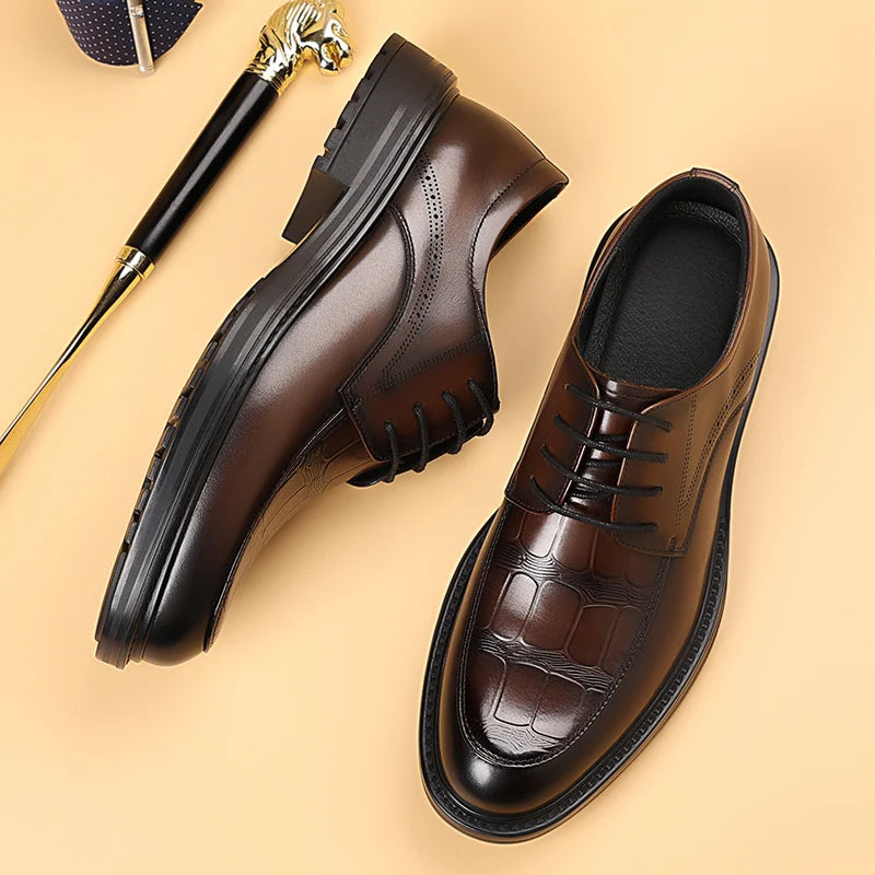 Fashion Men's Oxford Office Shoes High Quality Casual Leather Round ToeFlat Designer Business Dress Shoes Outdoor Walking Shoes