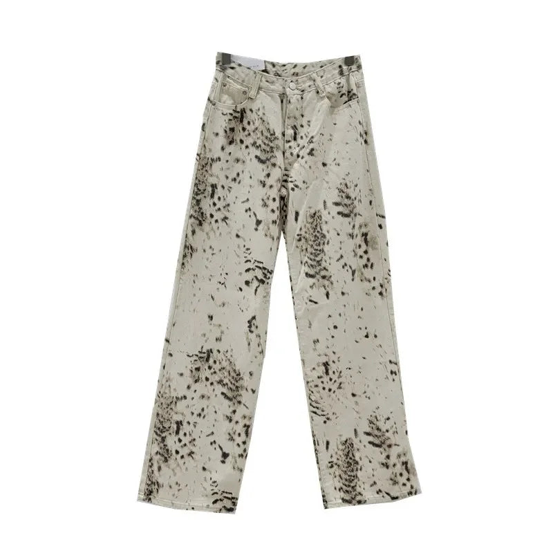 High Waist Y2K Women Jeans Loose Fit Straight Leg Baggy Denim Pants for Girls Retro Beige Wide Women's Jeans Y2K Pants