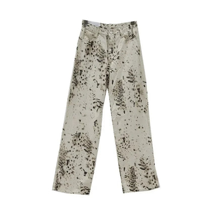 High Waist Y2K Women Jeans Loose Fit Straight Leg Baggy Denim Pants for Girls Retro Beige Wide Women's Jeans Y2K Pants