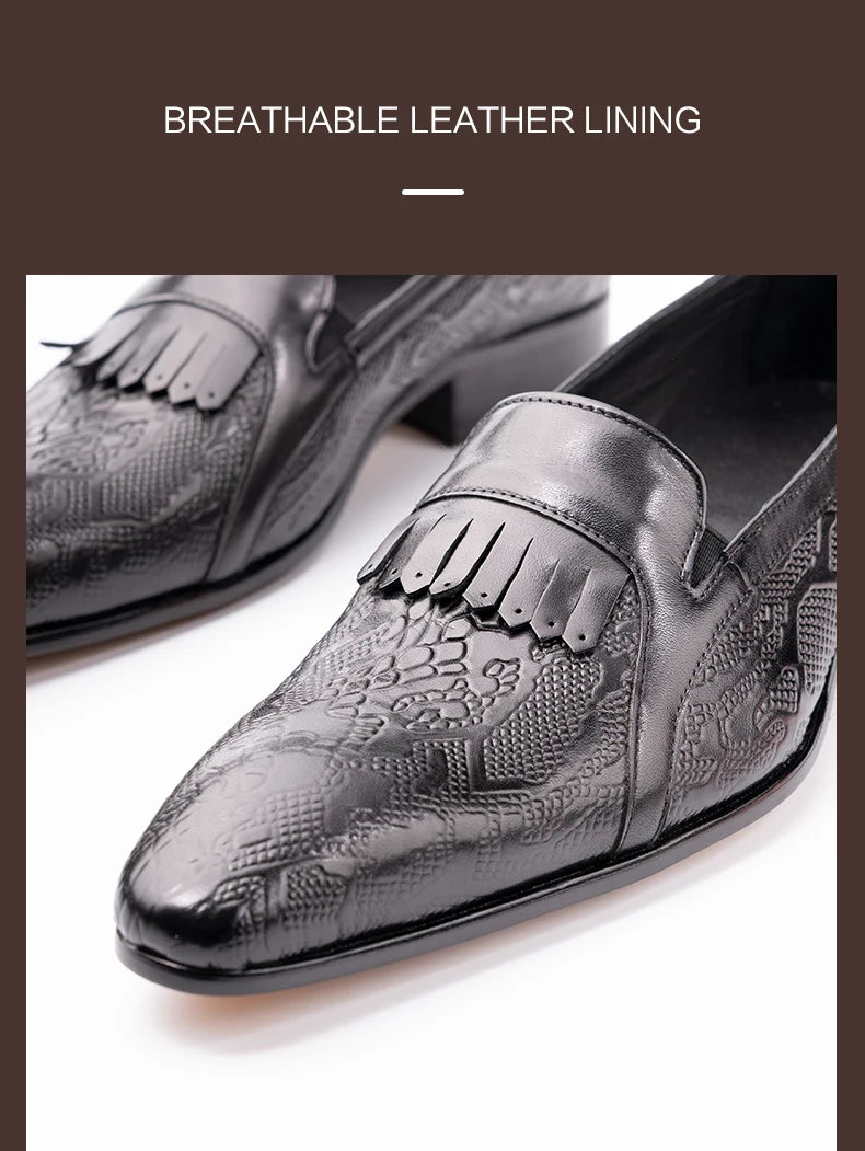 High Quality Fashion Loafers Dress Shoe Men Casual Leather Shoes Elegant Custom Mens Wedding Office Business Shoe Black Big Size