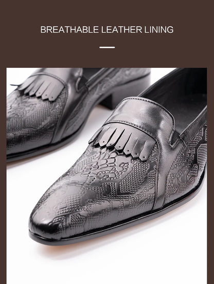 High Quality Fashion Loafers Dress Shoe Men Casual Leather Shoes Elegant Custom Mens Wedding Office Business Shoe Black Big Size