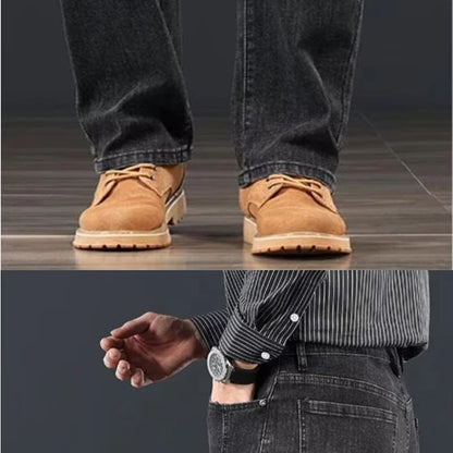 2026 Spring Autumn New Fashion Men Jeans Male Baggy Straight Leg Business Casual Comfortable Plus Size Wide Leg Denim Trousers