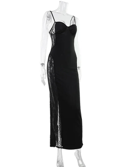 Eelgant Straps Women's Dresses Patchwork Lace SheathSolid Camisole Sleeveless Party Trend Fashion Female Vestidos Robes