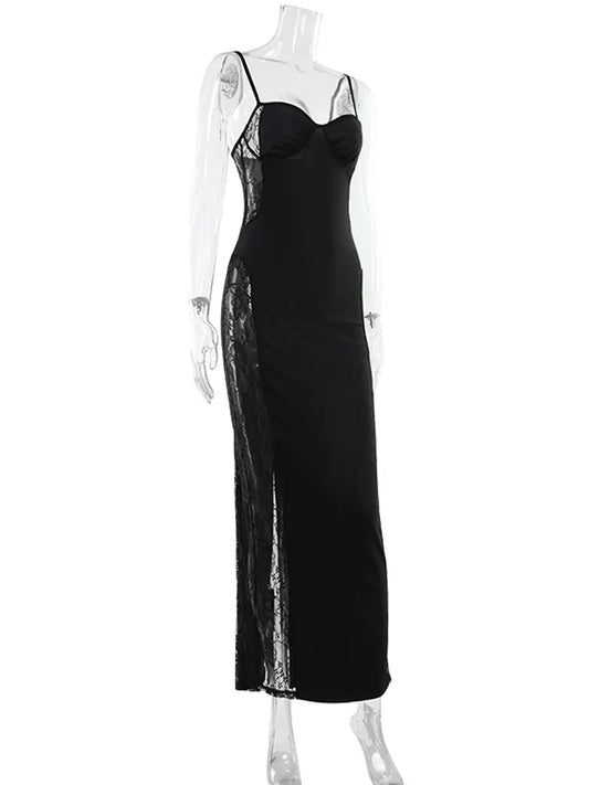 Eelgant Straps Women's Dresses Patchwork Lace SheathSolid Camisole Sleeveless Party Trend Fashion Female Vestidos Robes
