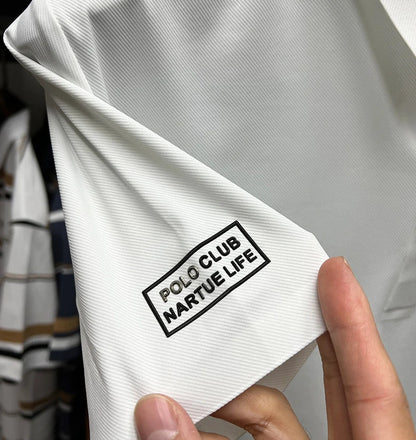 High-End Summer Business Solid Color High Quality Men Short Sleeve Polo Shirt Lapel Collar Fashion Casual Trace Printing M-4XL