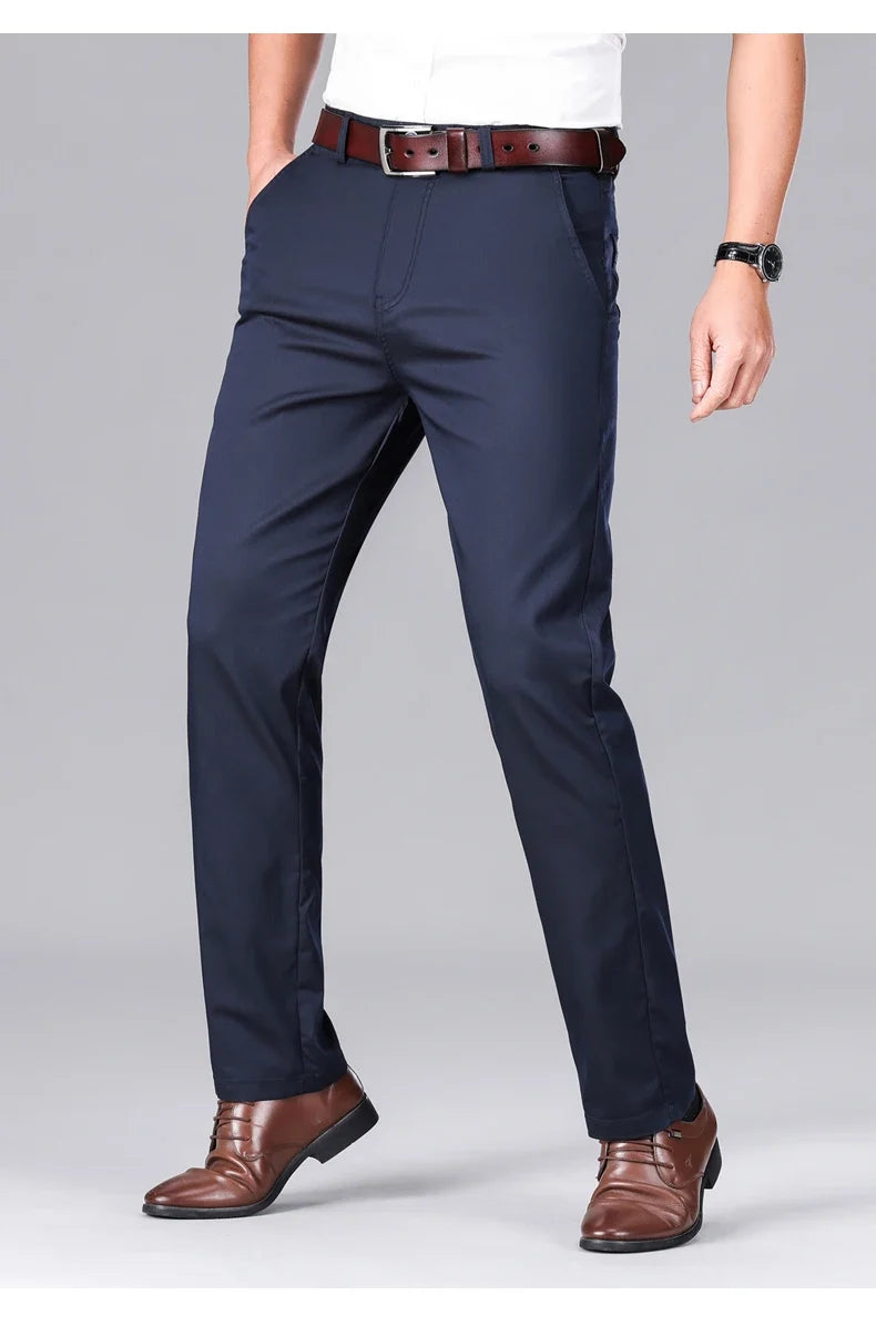 2024 Summer New Men's Business Thin Straight Casual Pants Classic Style cotton Stylish Stretch Luxury Trousers Male Brand