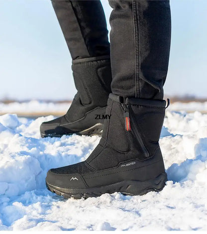 Waterproof Men Women Snow Boots High Top Ankle Winter Boots Platform Warm Plush Man Cutton Shoes Outdoor Non-slip Snowboots Male