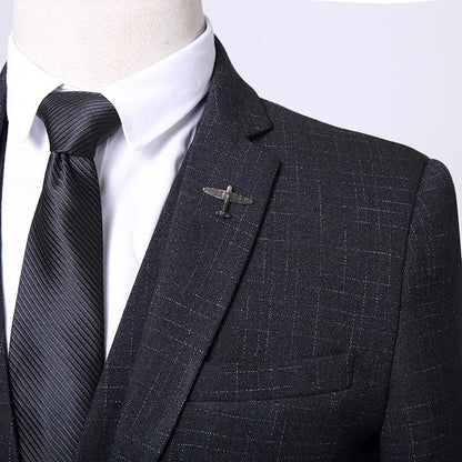 Mens Fashion Wedding Smart Casual 3 Piece Suit British Style High Quality Jacket Vest Trousers European American Banquet Look
