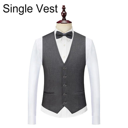 Man Suit Vest Slim V-neck Single-breasted Male Waistcoat Simple Solid Breathable Sleeveless Business Casual Men Vest