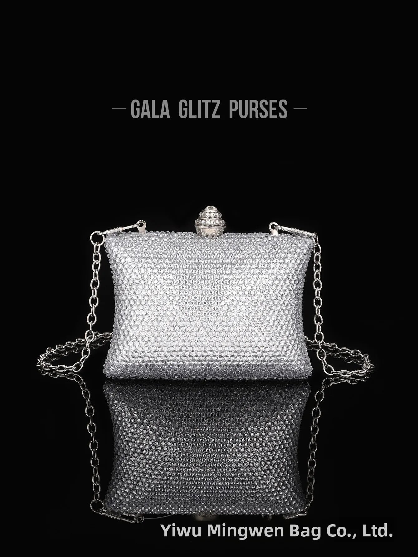 Diamond Crystal Handbag Evening Bag Cross-Border Wedding Ladies Party Shell Shape Polyester Handheld Bag with Lock Buckle
