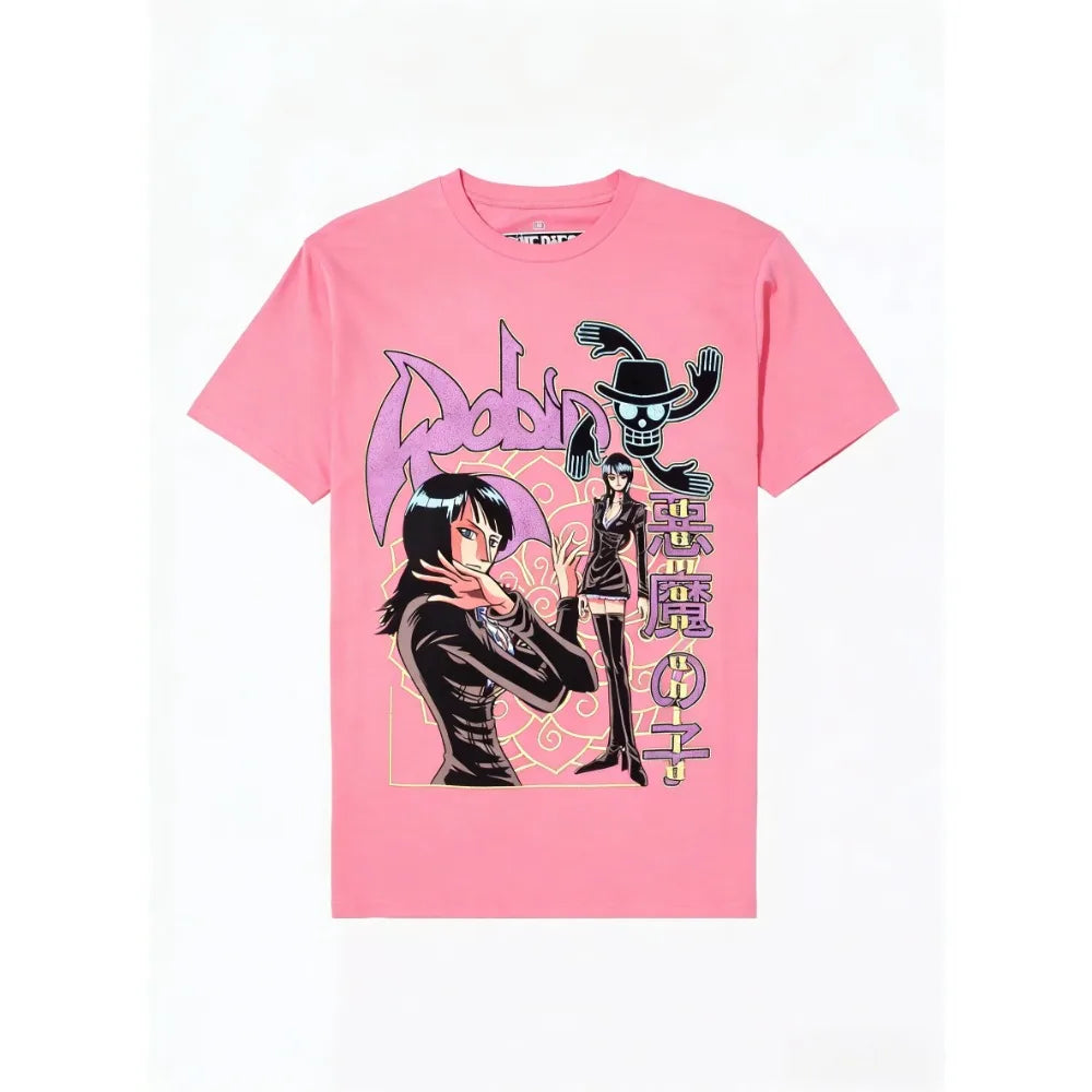 One Piece Nico Robin Unisex Pure Cotton T-shirt 2026 Summer Hot Anime Print American Loose Casual Parent-child Short Sleeved Top