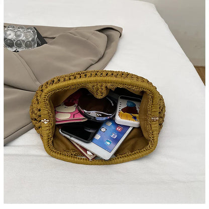 New Summer Beach Bag for Women Clutch Bag Luxury Designer Straw Bags Tote Handbag Fashion Woven Rattan Bags Female Travel Purse