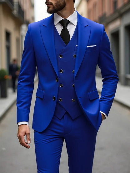 Four Seasons Wedding Groom Suit Big Size Business Formal Slim Fit Korean Style Three Piece Set Mens Tuxedo