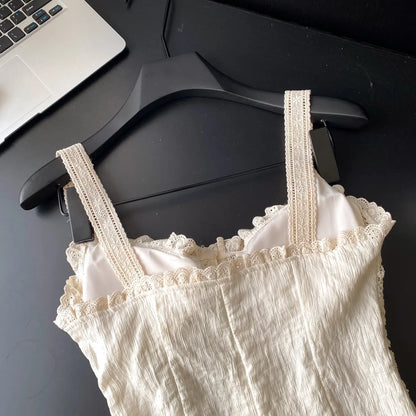 Lace Embroidery Vacation Camisole Summer 2026 Women Ins Sensual Gentle Versatile Top French Hollow Out Casual Tank Top