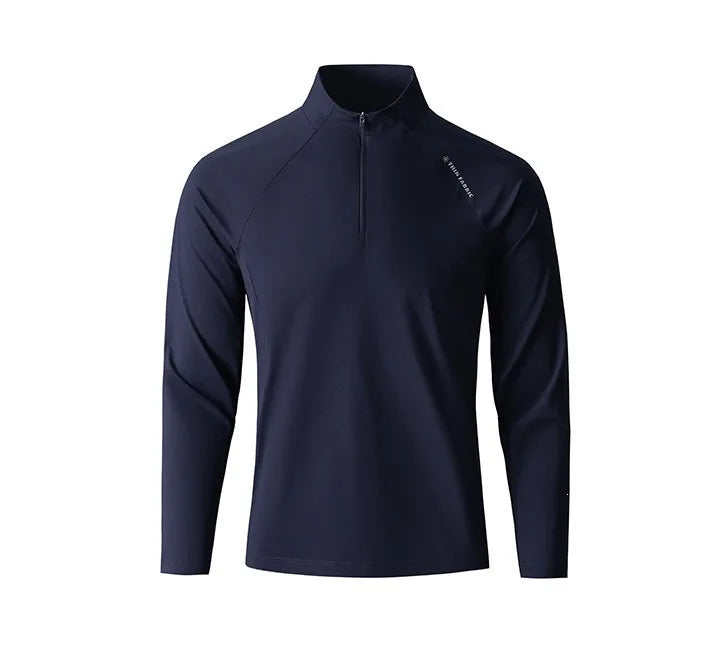 Men's Quick-Dry Half-Zip Long Sleeve T-Shirt – Breathable Four-Way Stretch Athletic Top with UPF50+ Cool Touch for Running & Gym