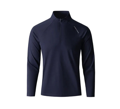Men's Quick-Dry Half-Zip Long Sleeve T-Shirt – Breathable Four-Way Stretch Athletic Top with UPF50+ Cool Touch for Running & Gym