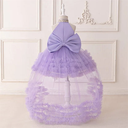 Big Bow Sequin Baby Party Girl Dresses Toddler Trailing 1st Bridesmaid Birthday Princess Dress Baby Gala Wedding Evening Costume