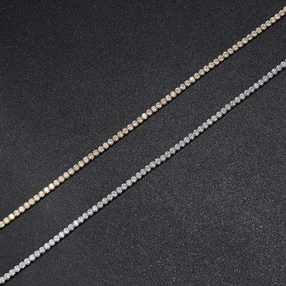Full 2mm Moissanite Tennis Necklace Chain for Women 100% Original Certified S925 Sterling Silver Diamond Choker Neck Adjustable
