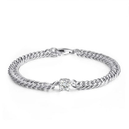 Cuban Chain Bracelet With 1carat Moissanite Diamond Bracelets For Women 925 Sterling Silver Plated 18k White Gold Fine Jewelry