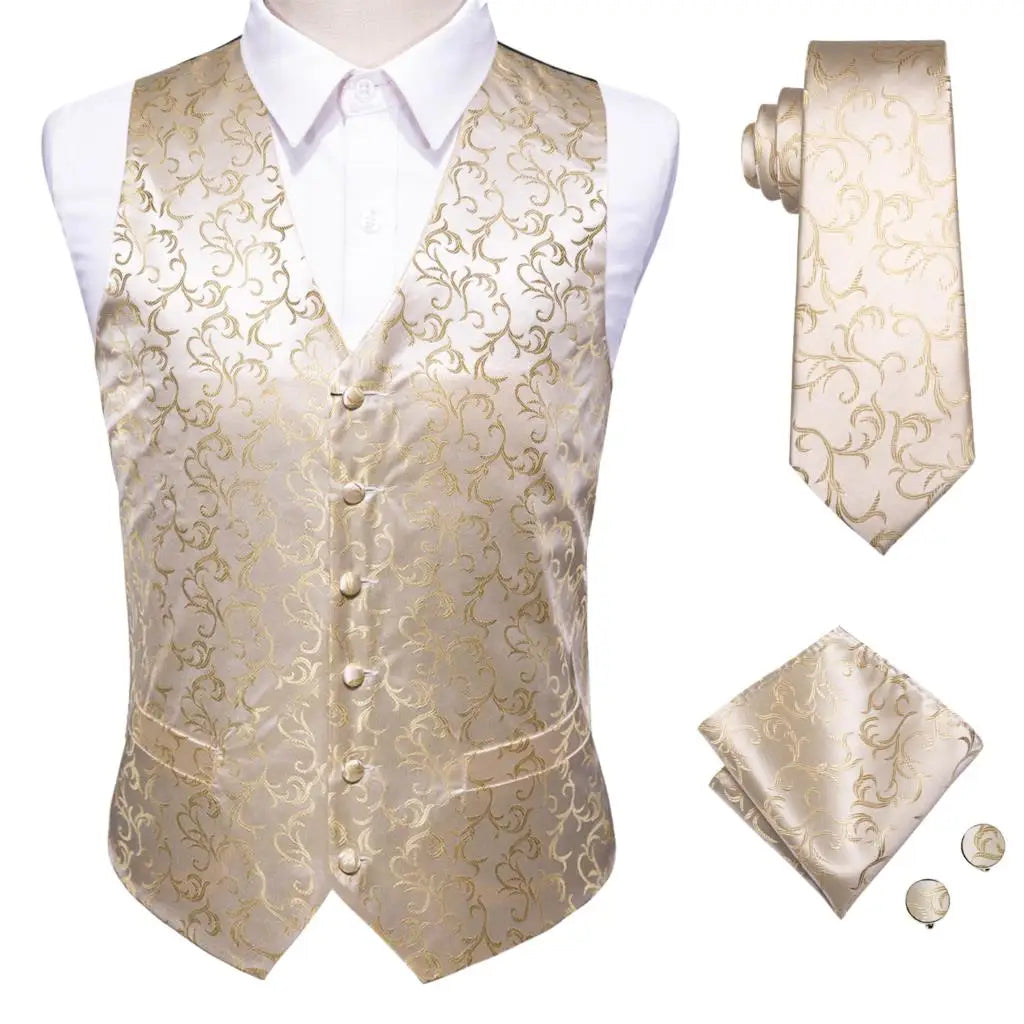 Mens Vests Tie Sets V-Neck Grey Red Purple Blue Green Pink Black Waistcoat Hanky Cufflinks Wedding Business Designer