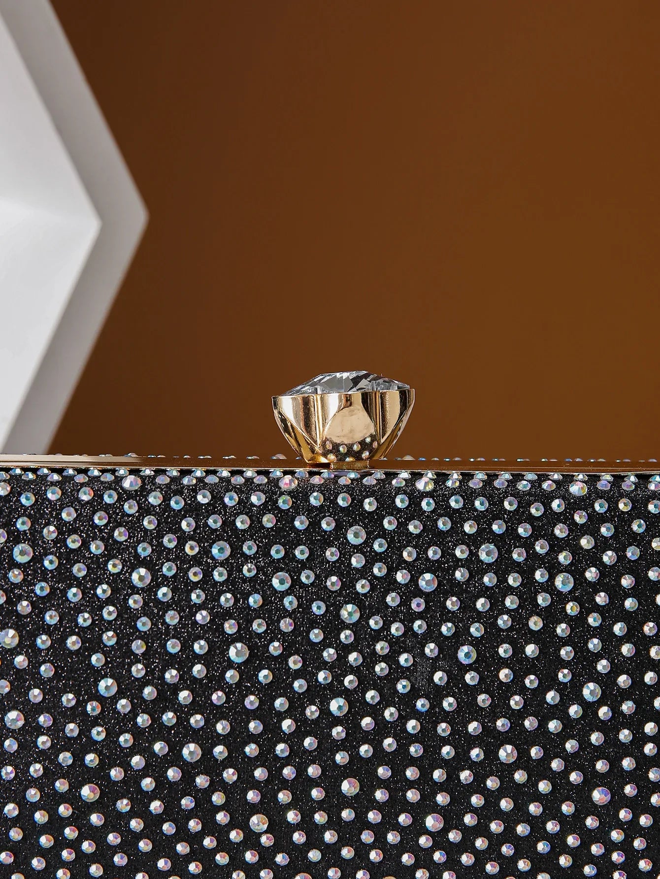Classic Elegant Mini Square Rhinestone Decor Evening Clutch Bag, Clip Women's Dinner Wallet, Luxury Prom Bag