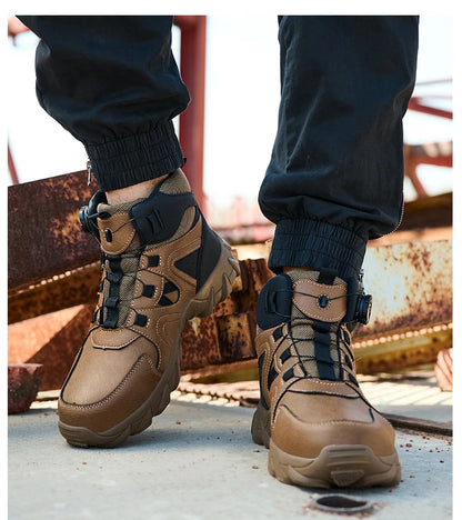 Safety Rotating button  Boots Men Outdoor tactical boots Indestructible shoes Puncture-Proof Work Boots Steel toe shoes Sneakers