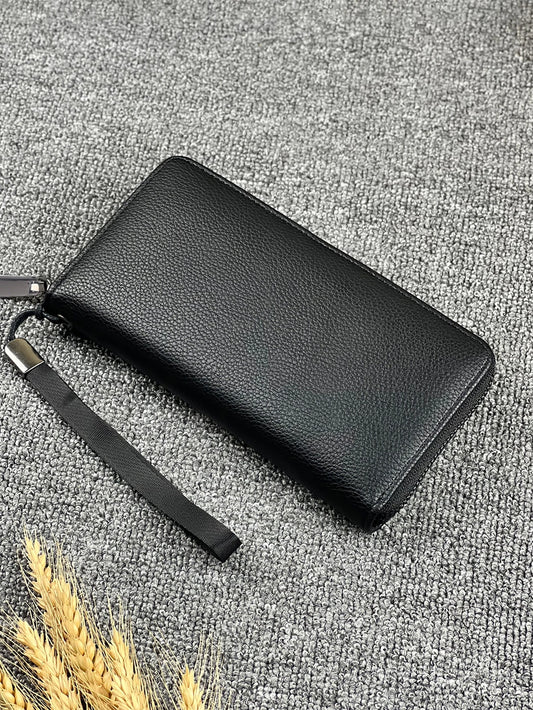 Portefeuille long zippé de style professionnel avec plusieurs fentes pour cartes, pochette organisatrice grande capacité