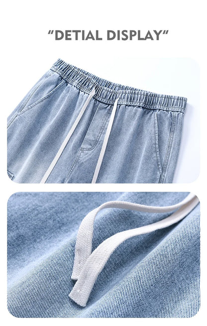 2025 new men's cement grey work jeans Y2K street hip-hop large pocket wide-leg straight jeans trousers jogging black light blue