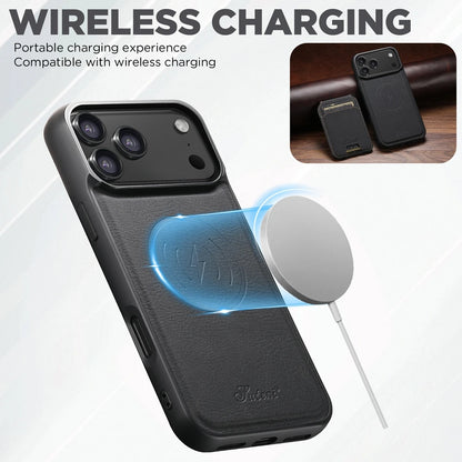 2 in 1 Leather Case For iPhone 17 Promax Air 16 Pro max 15 Plus 14 Pro 13 12 Wireless Charging Kickstand Card Slots Phone Cover