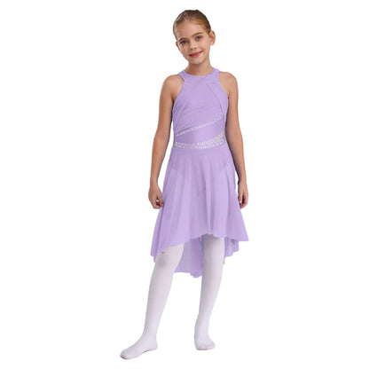 Toddler Girls Rhythmic Gymnastics Ballet Lyrical Contemporary Dance Costume Rhinestone Leotard Skating Jersey Tango Dresses