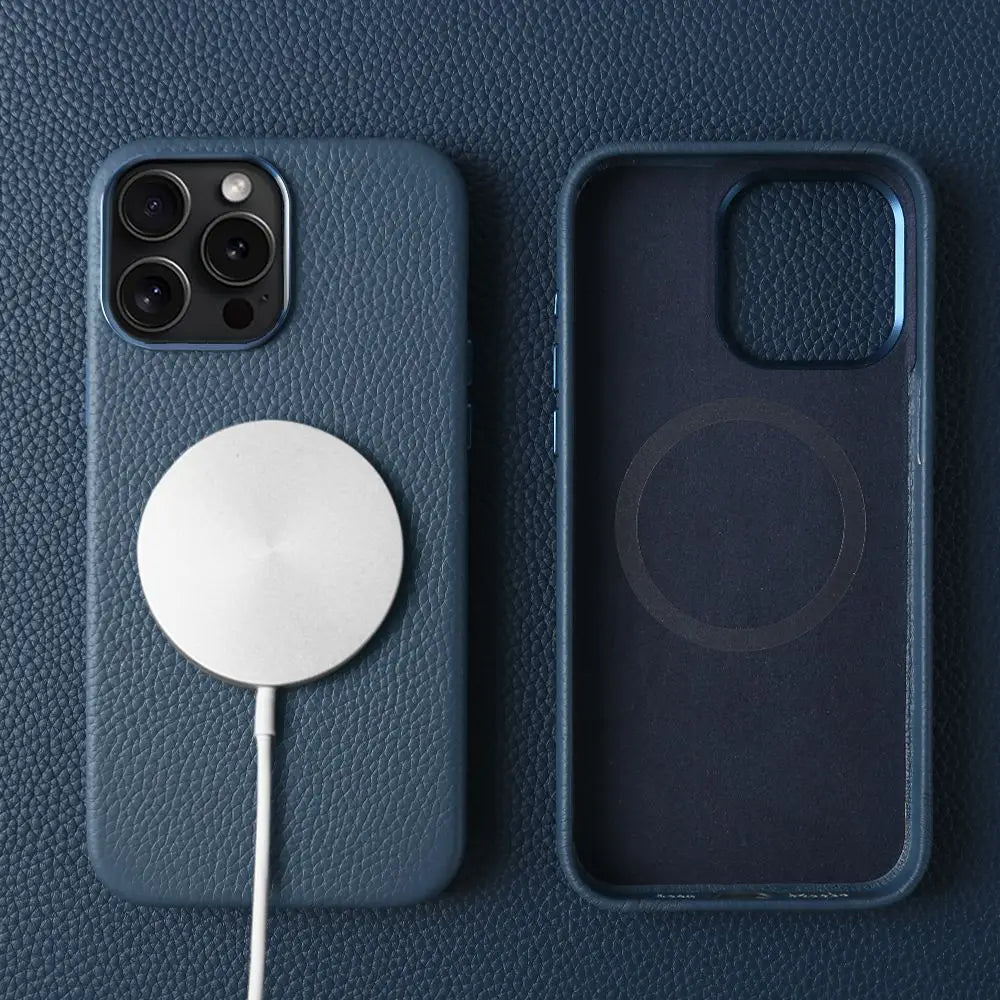 For Magsafe Case iphone 15 Pro Max Premium Genuine Leather Cover Magnetic for Funda Iphone14Pro 15 Cases Full Coverage Carcasa