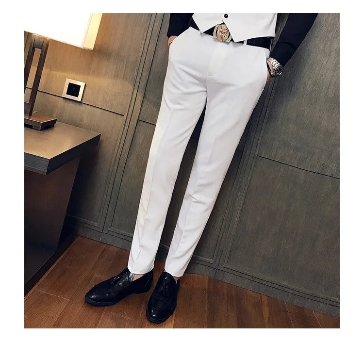 2022 Spring Summer New Men Suit Pants Solid Color Casual Business Dress Pants Slim Fit Trousers Formal Men Social Casual Pants