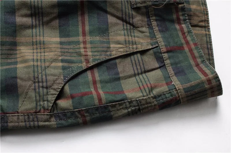 2026 Summer Men Shorts Fashion Plaid Beach Shorts Mens Casual Shorts Military Short Pants Male Bermuda Cargo Overalls No belt