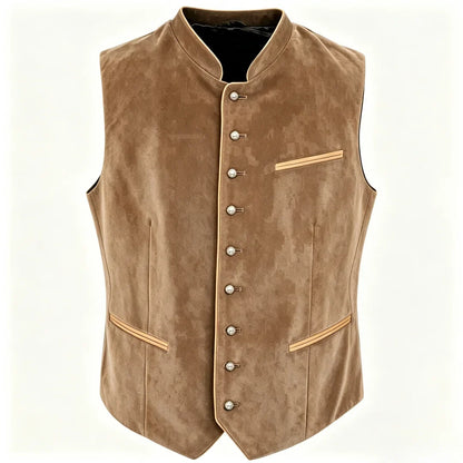 Men Vest Black Suede Velvet High Neck Single Breasted Waistcoat For Wedding Banquet Business Work Casual Daily Men Suit Vest