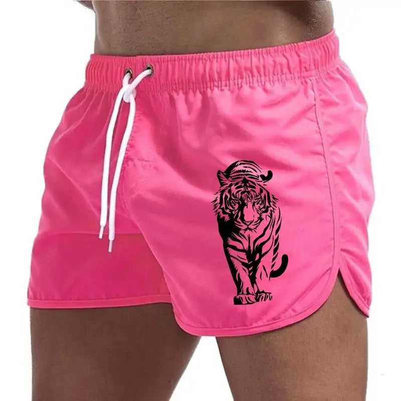 2026 Brand New Mens Board Shorts Tiger Design Printed Beach Shorts High Quality Male Summer Running Cycling Boxing Cool Shorts