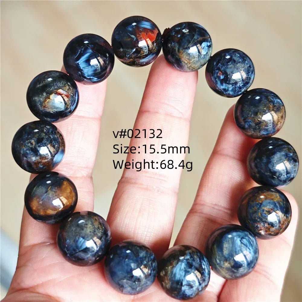 Natural Blue Pietersite Bracelet Women Men Beads Round Beads Chatoyant Cat Eye Fire Pietersite Namibia AAAAAA
