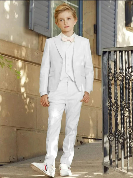 2026 New Boys Slim Fit Suits 3 Pieces Stage Formal Blazer Sets Autumn Long Sleeved Kids Tuxedo For Birthday Plus Size Suit Set