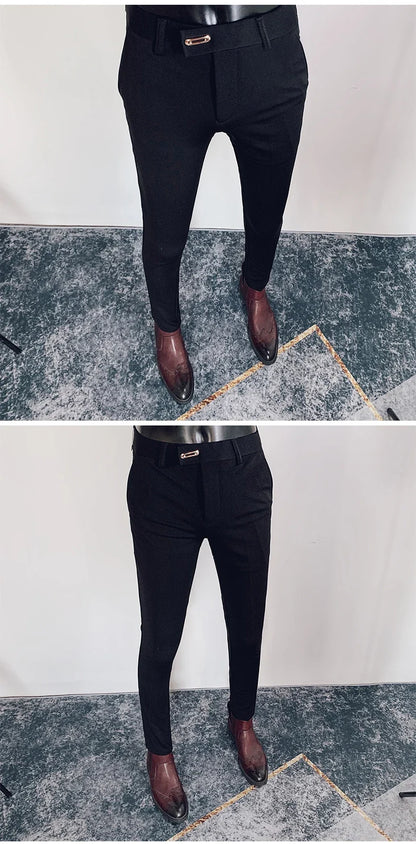 2026 Spring Summer Men's Casual Pants Formal Business Men Solid Color Slim Fit Office Social Trousers Wedding Party Suit Pants