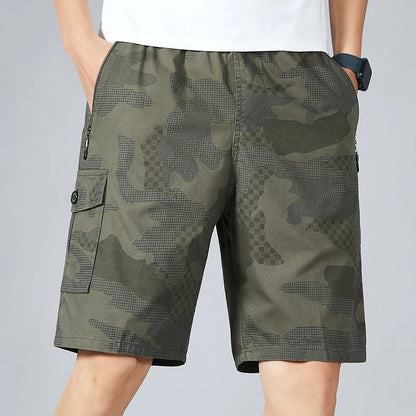 Men's Camo Shorts Elastic Waistband Casual Cargo Shorts Hiking Running Male Clothes Athletic Plus Size Y2K Knee Short Pants